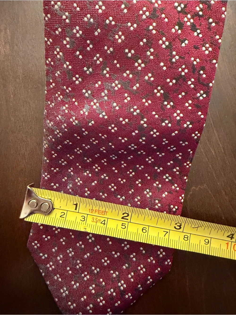 Hugo Boss Classic Burgundy Men's Silk Tie with Micro Dot Pattern 3” wide